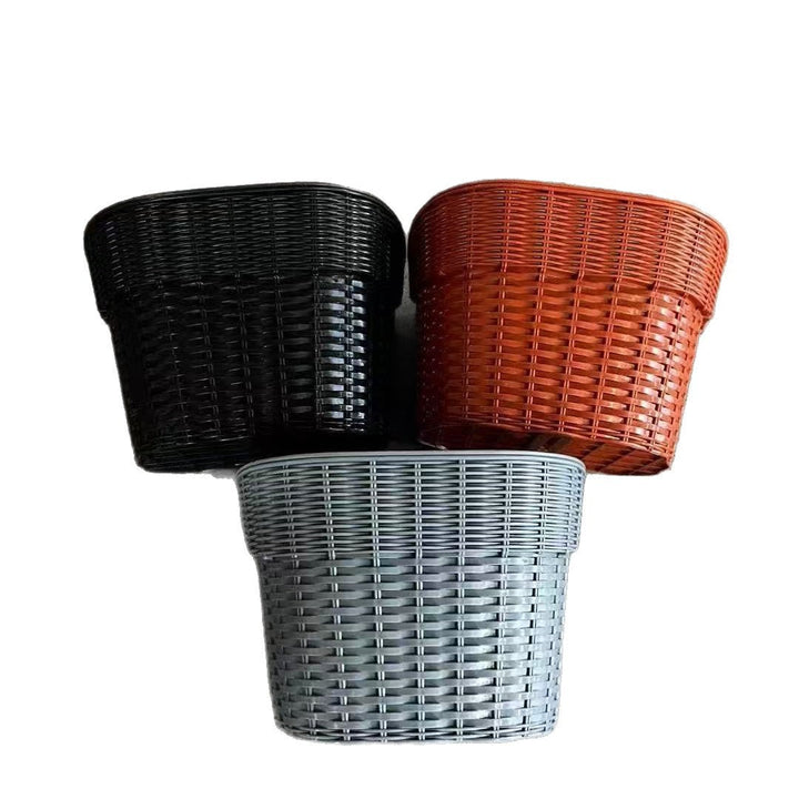 woven rattan style PVC bicycle front basket with quick release mounting Stornfield