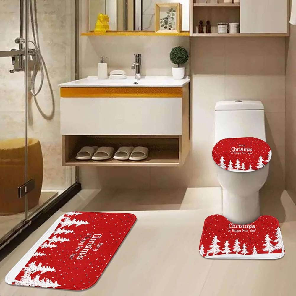 Christmas-Themed Bathroom Mat Set
