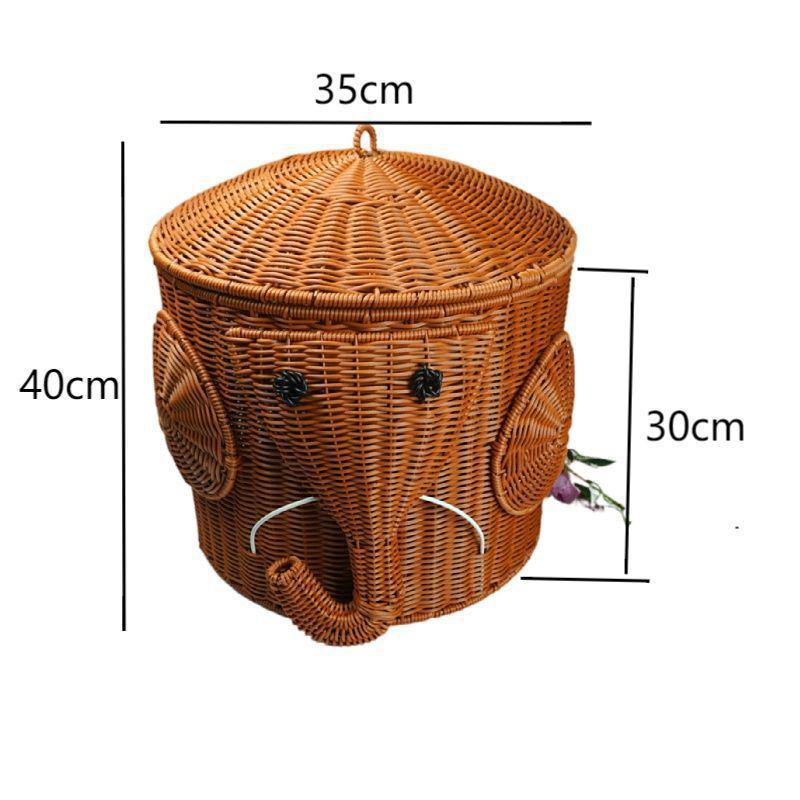 Elephant-Shaped Woven Storage Basket Stornfield