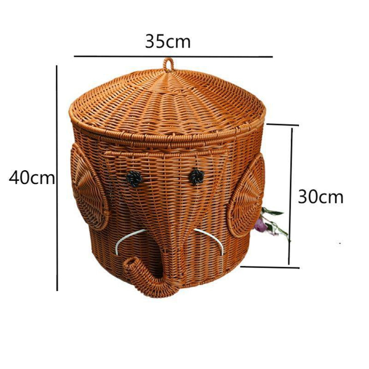 Elephant-Shaped Woven Storage Basket Stornfield