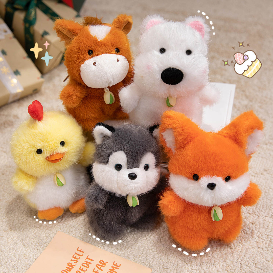 Plush Dog Bag Charm Keychain with Soft Faux-Fur Body & Loop Strap Stornfield