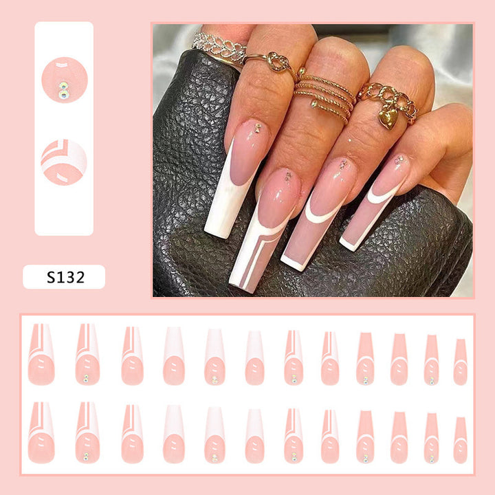 Artificial nails with elegant geometric designs and glossy finish Stornfield