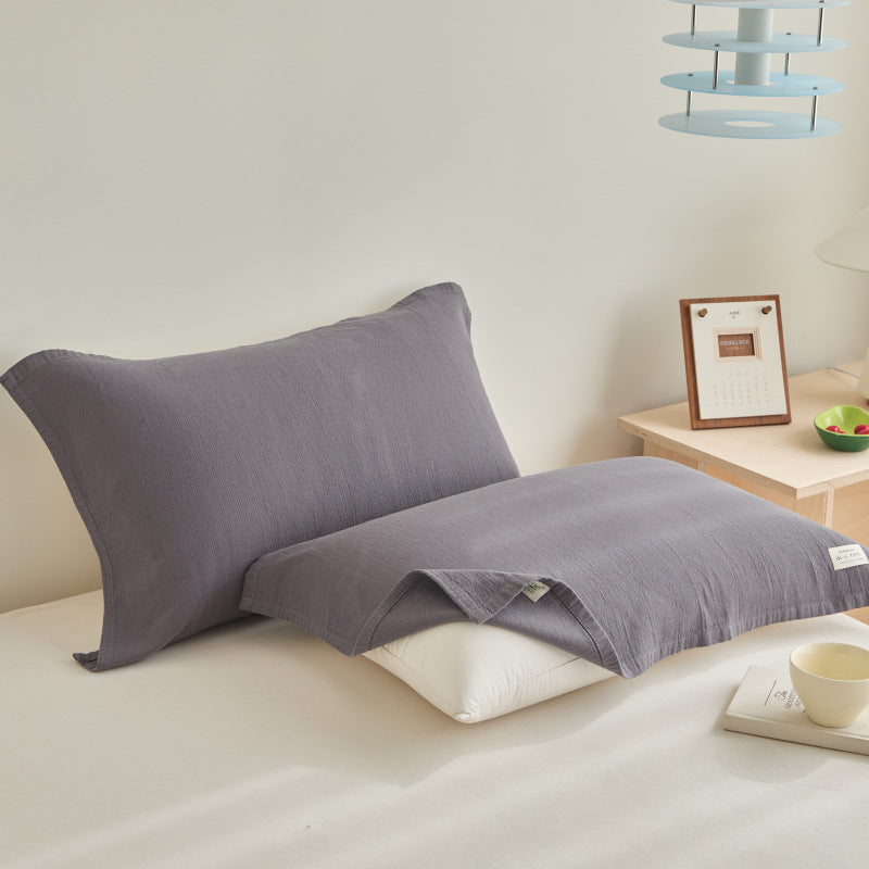 Textured cushion cover set made of cotton-linen blend with waffle structure