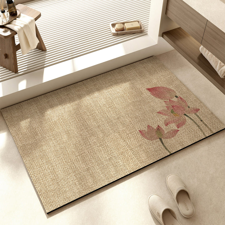 Decorative Floral Pattern Bath Mat