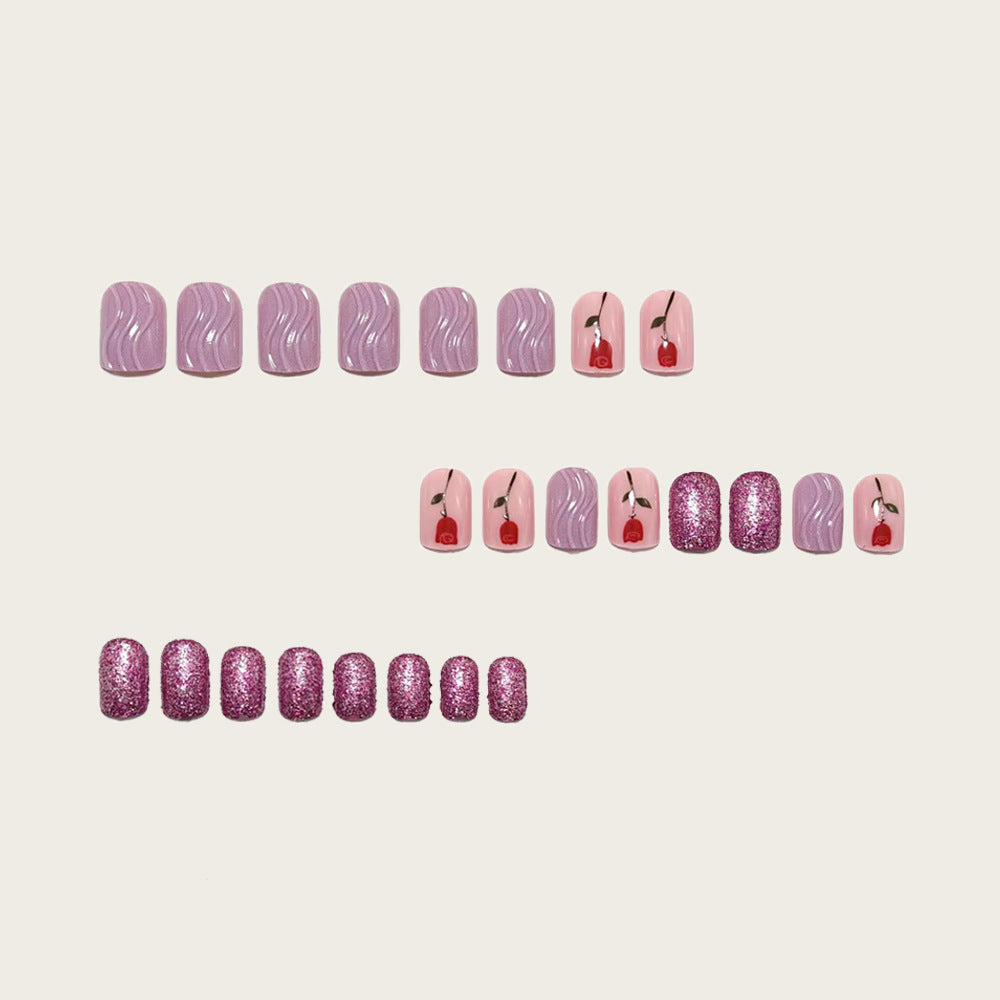 Elegant Artificial Nails with Floral Rose Design Stornfield