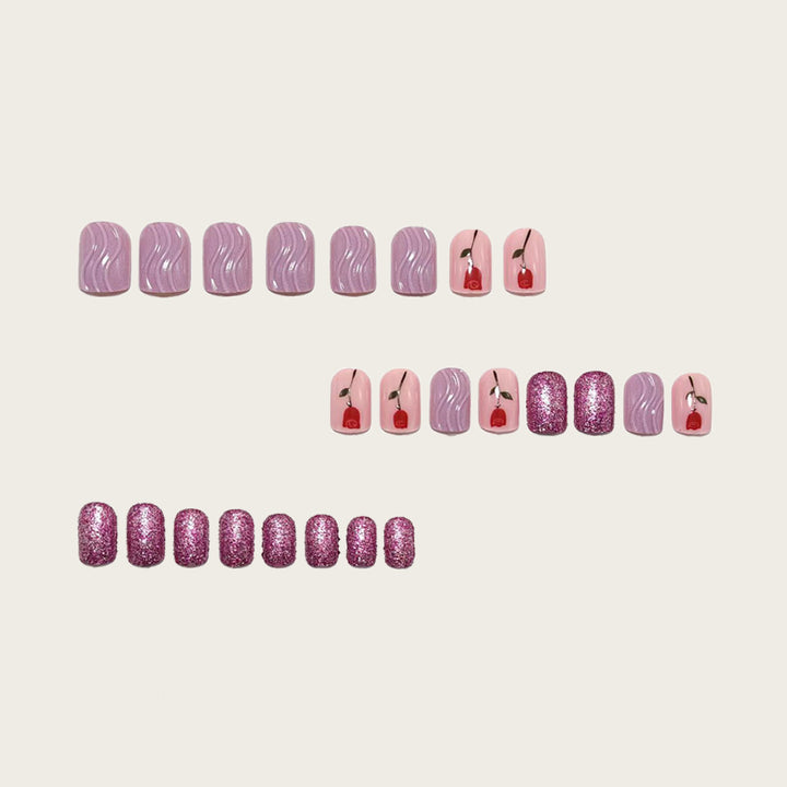 Elegant Artificial Nails with Floral Rose Design Stornfield