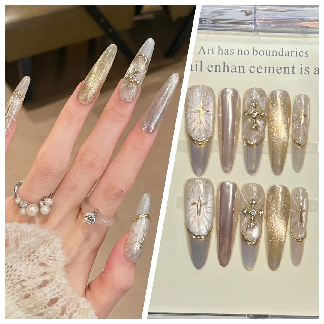 Artistic Stiletto Press-On Nail Set with Charming Patterns Stornfield