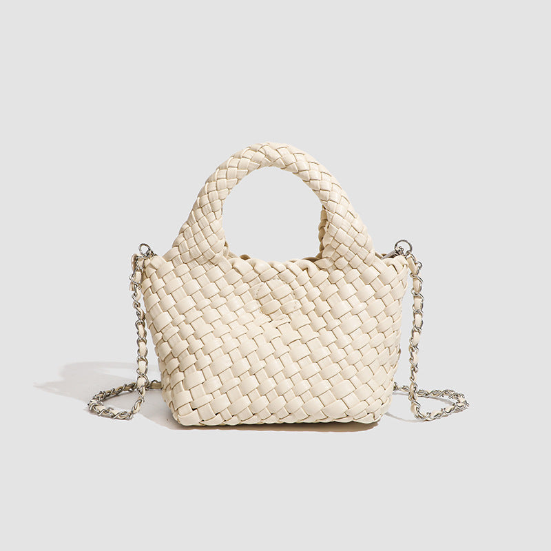 Woven Handheld Tote Bag with Chain Strap