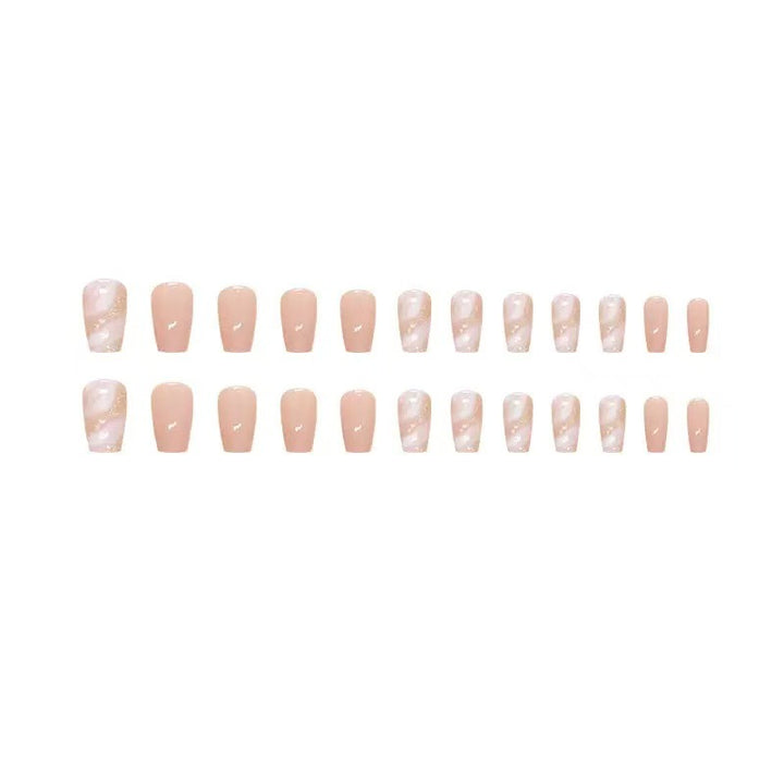 Elegant Artificial Nail Tips with Shiny Gold Accents Stornfield