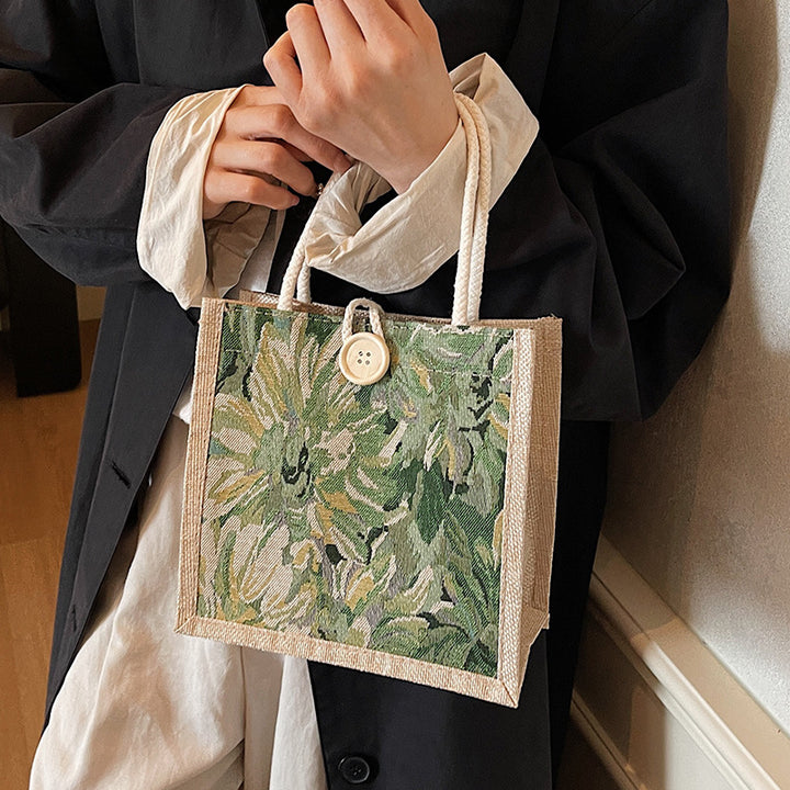 Floral Embroidered Tote Bag