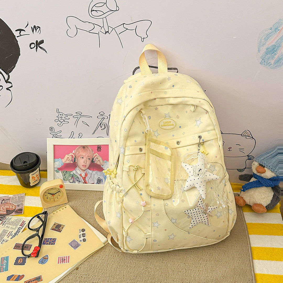 Stylish Multi-Pocket Star-Appliqué Backpack Stornfield