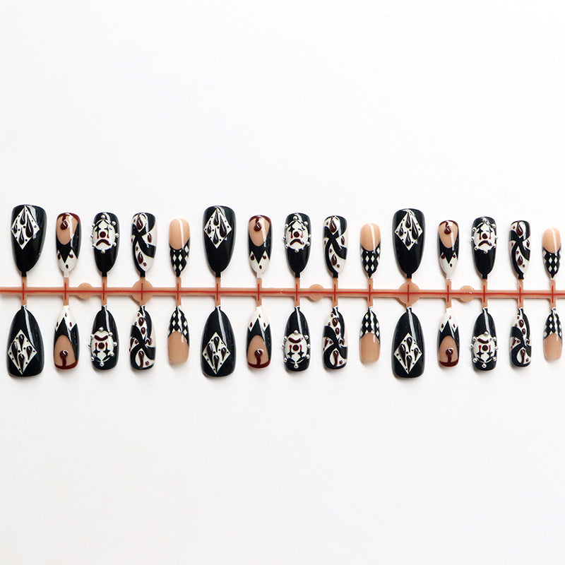 Artistic Press-On Nail Art Set with Intricate Patterns Stornfield