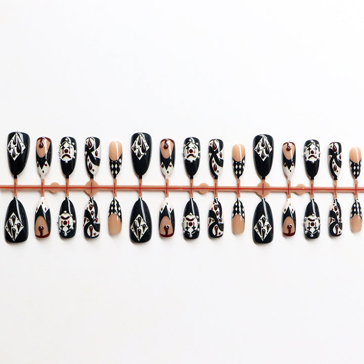 Artistic Press-On Nail Art Set with Intricate Patterns Stornfield