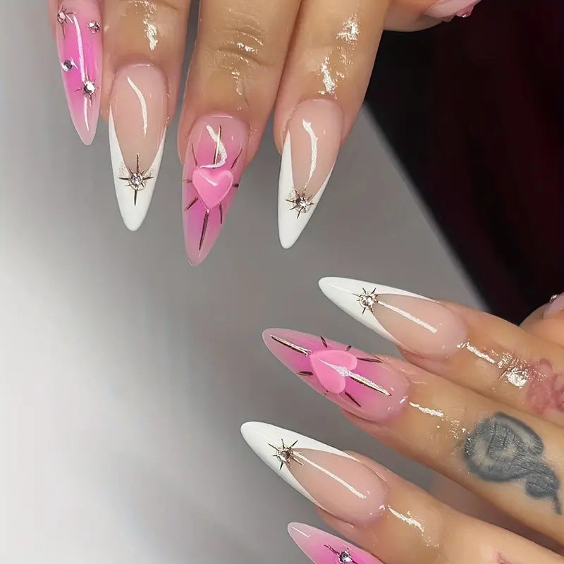 Heart-Embellished Stiletto Press-On Nails Stornfield