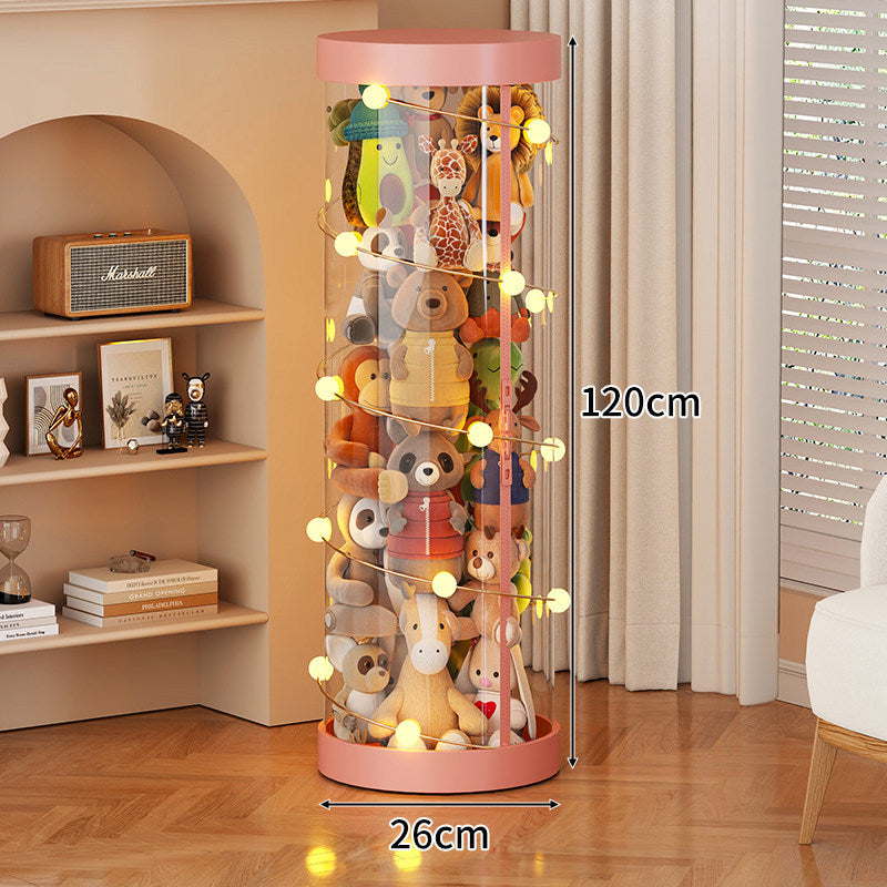 Tall Transparent Cylindrical Plush Toy Display & Storage Tower