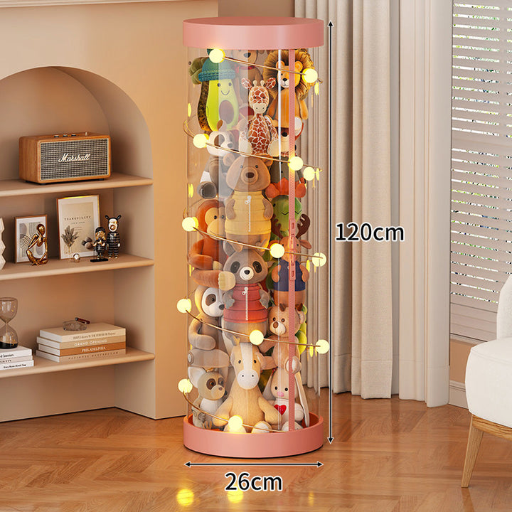 Tall Transparent Cylindrical Plush Toy Display & Storage Tower