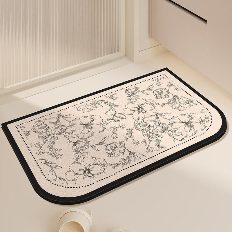 Floral Pattern Memory Foam Bath Mat