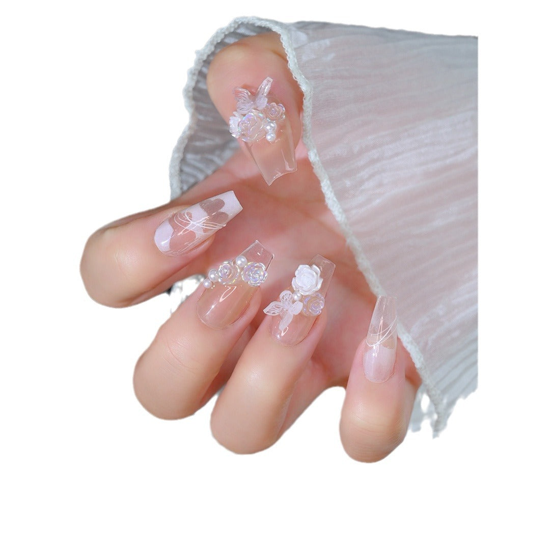Elegant Floral Press-On Nail Set Stornfield