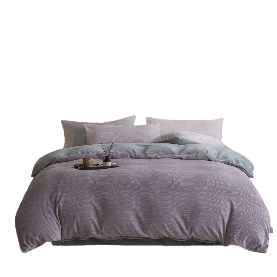 Embossed Dot Textured Duvet Cover Set with Brushed Reversible Backing and Pillow Shams