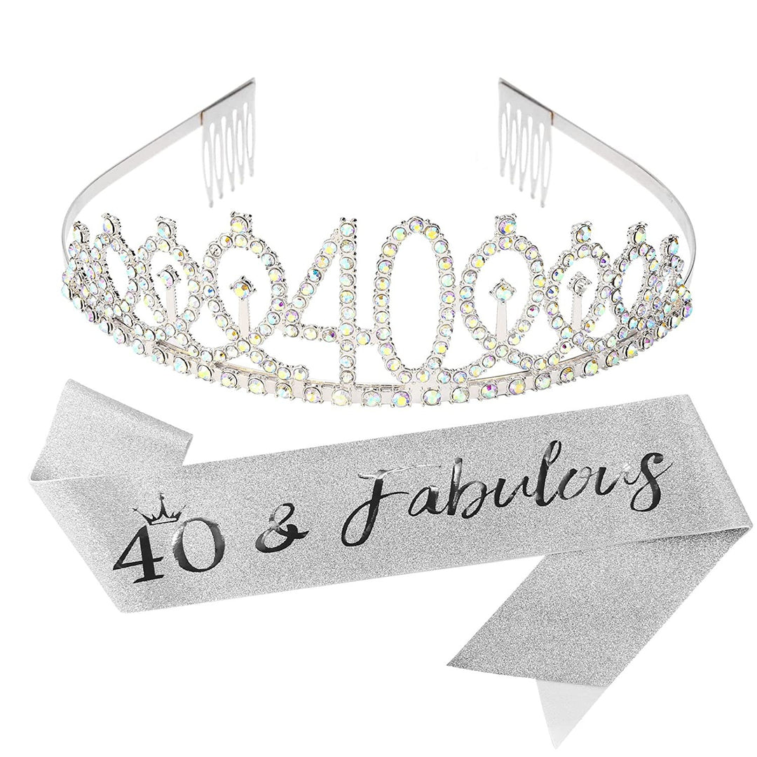 Ladies Sparkling Tiara with personalized 80th Birthday Inscription Stornfield