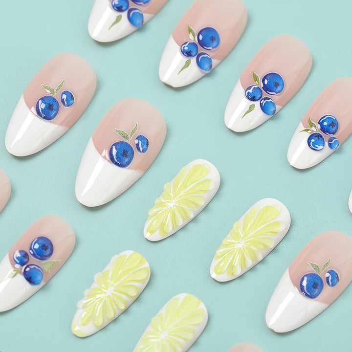 Artificial nails with elegant floral patterns and accents Stornfield