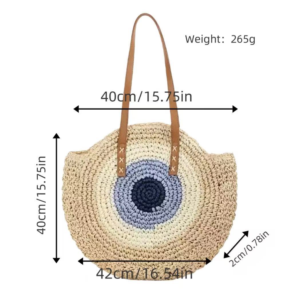 Braided basket bag with unique round design and elegant shoulder straps Stornfield