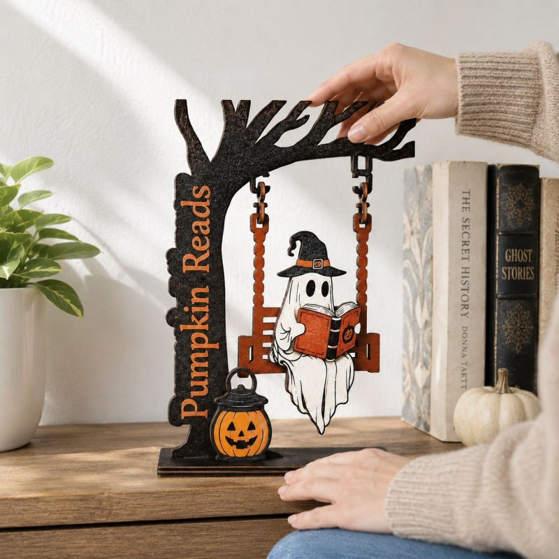 Whimsical Halloween Ghost and Cat Decoration Stornfield