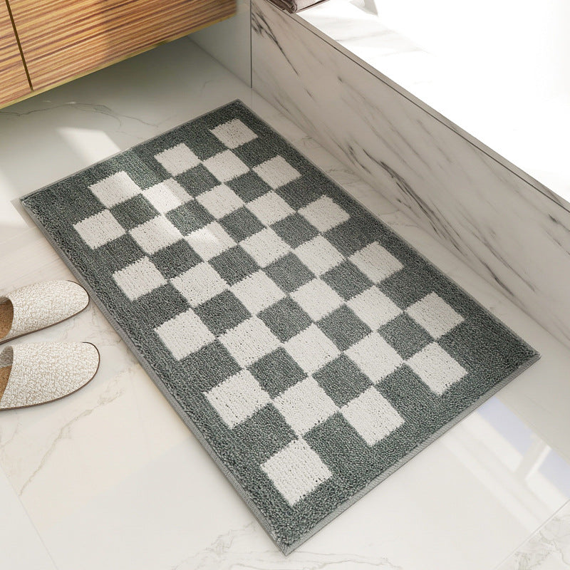 Soft Plush Checkerboard Bath Mat