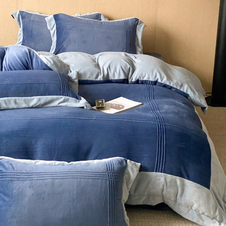 Linen-Blend Pintuck Duvet Cover Set with Matching Pillow Shams