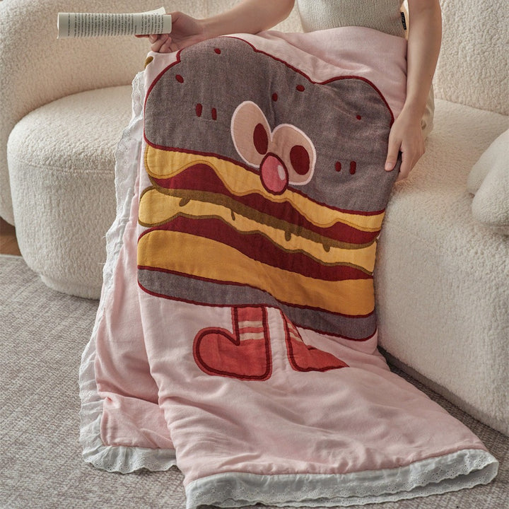 Quilted Cartoon Cotton Duvet Cover Set with Soft Reversible Sherpa Lining