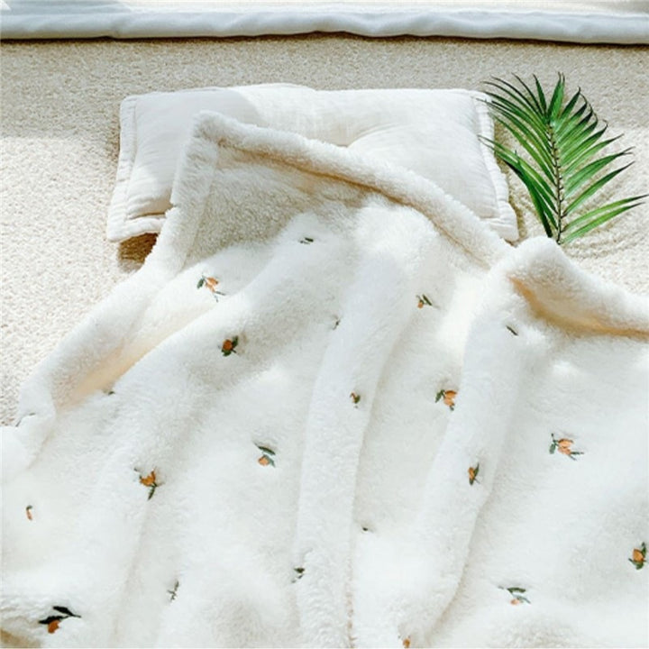 Soft Floral Embroidered Throw Blanket