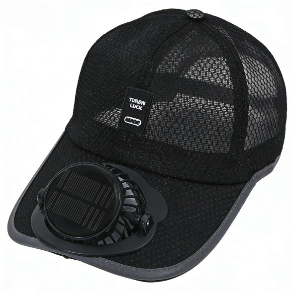 Ventilated baseball cap with integrated solar fan in the visor and breathable mesh Stornfield