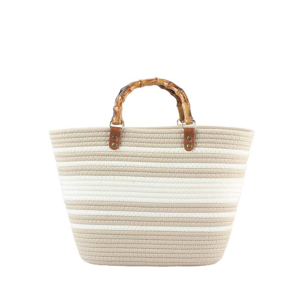 Stylish beach bag with bamboo handles Stornfield