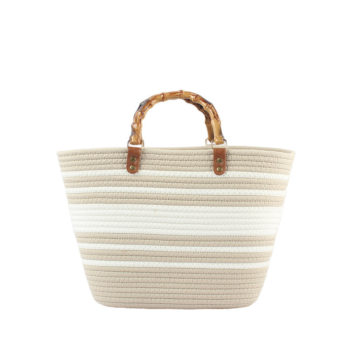 Stylish beach bag with bamboo handles Stornfield