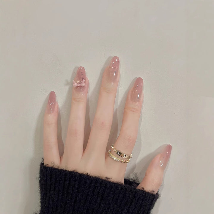 Decorative Nail Art Press-On Set with Glitter Accents