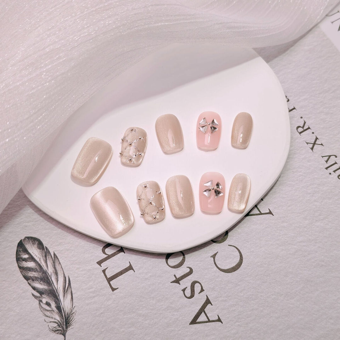 Elegant French Tip Press-On Nails Stornfield