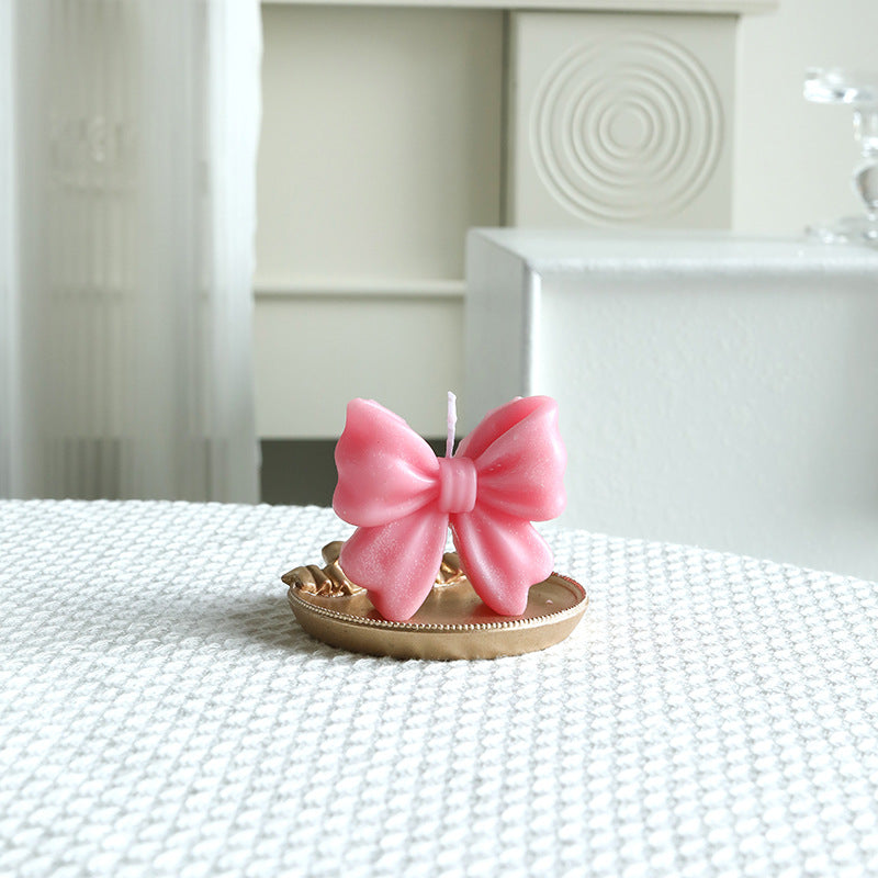 Decorative Bow-Shaped Hand-Poured Soy Wax Candle for Tabletop Centerpiece