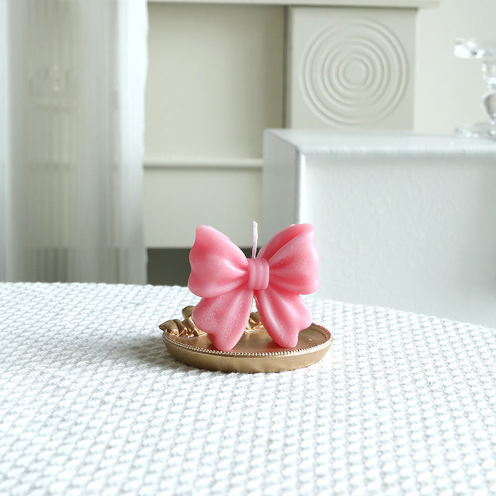 Decorative Bow-Shaped Hand-Poured Soy Wax Candle for Tabletop Centerpiece