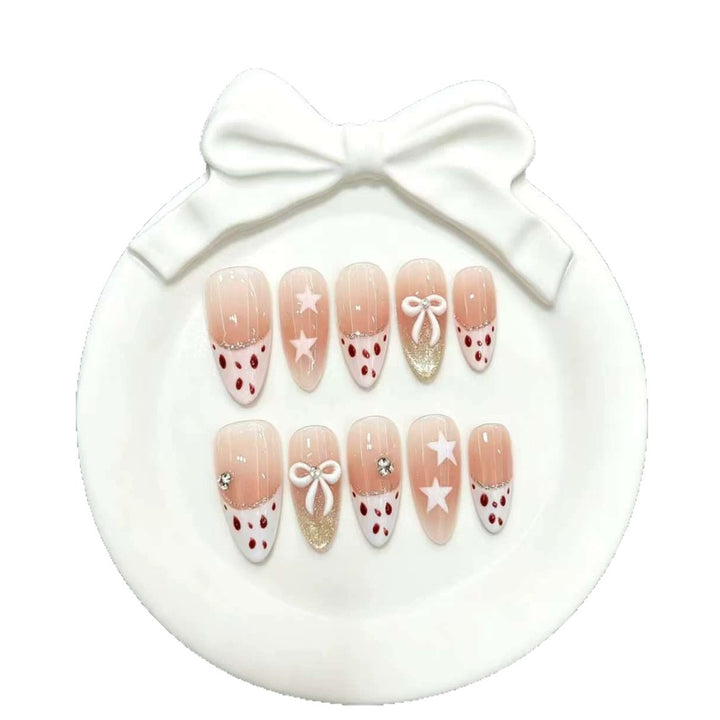Decorative Press-On Nail Set with Charming Bow Accents