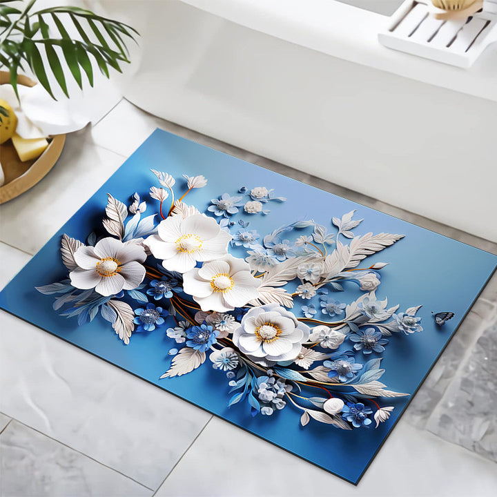 Textured Floral Design Bath Mat Stornfield