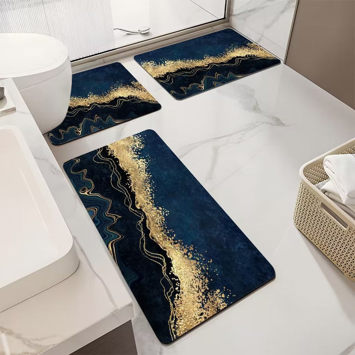 Luxurious Marble Pattern Bath Mat Set Stornfield