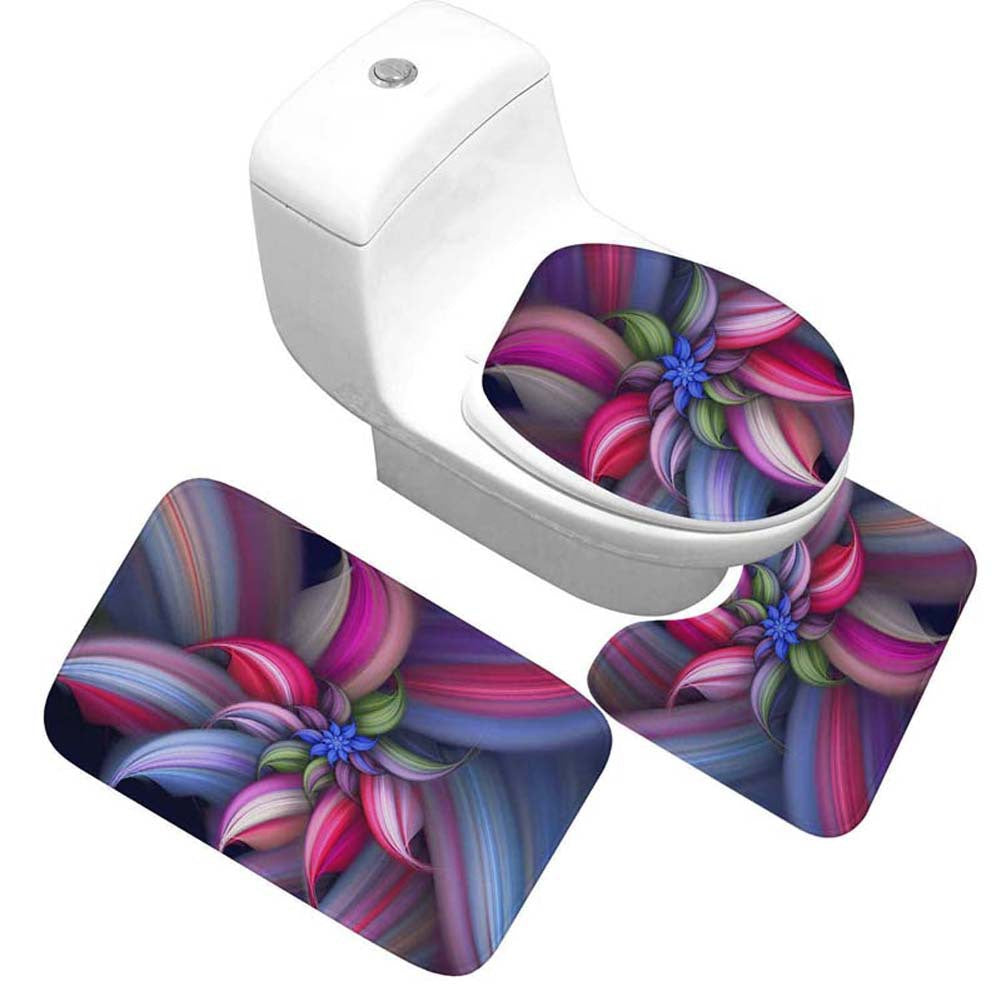 Floral Design Toilet Mat Set