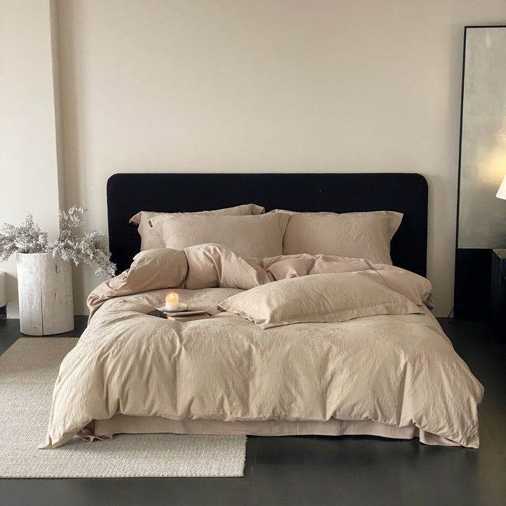 Textured Wavy-Quilted Cotton-Look Duvet Cover and Pillowcase Set