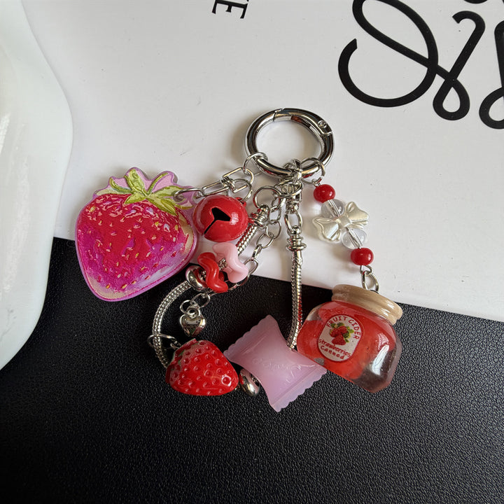 Decorative Strawberry-Themed Charm Keychain Stornfield