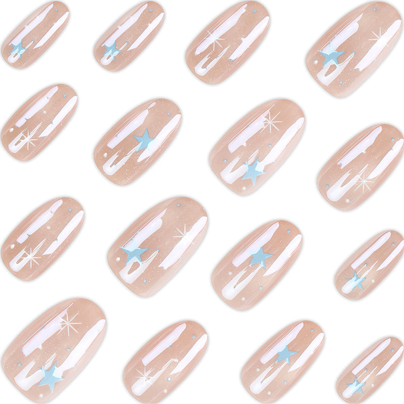 Artistic Press-On Nail Set with Star and Glitter Accents Stornfield 1789389319