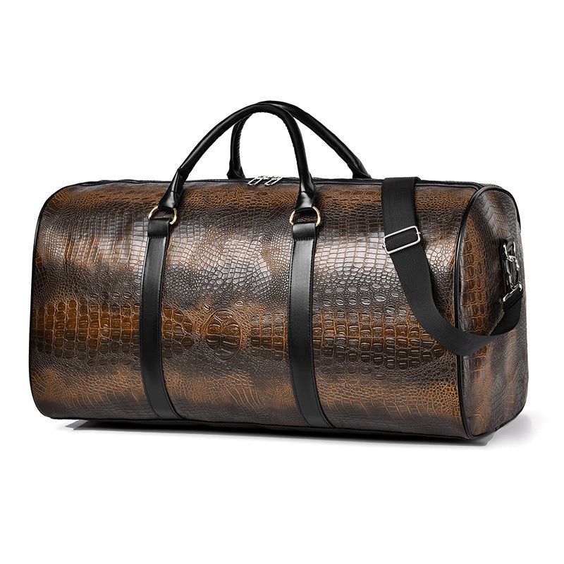 Stylish Crocodile Textured Travel Duffel