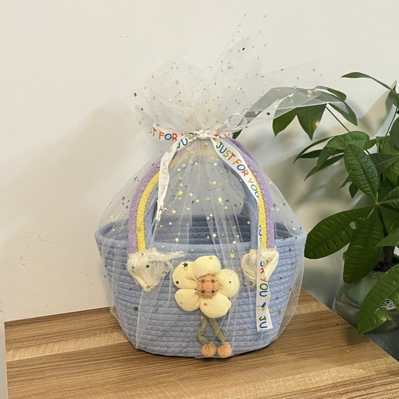 Women's handmade basket bag with color-coordinated handle accents Stornfield