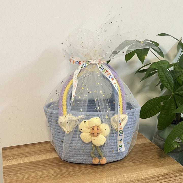 Women's handmade basket bag with color-coordinated handle accents Stornfield
