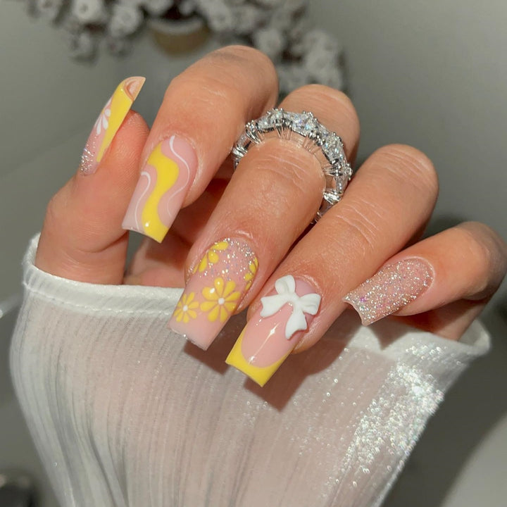 Floral Pattern Acrylic Nail Extensions Stornfield