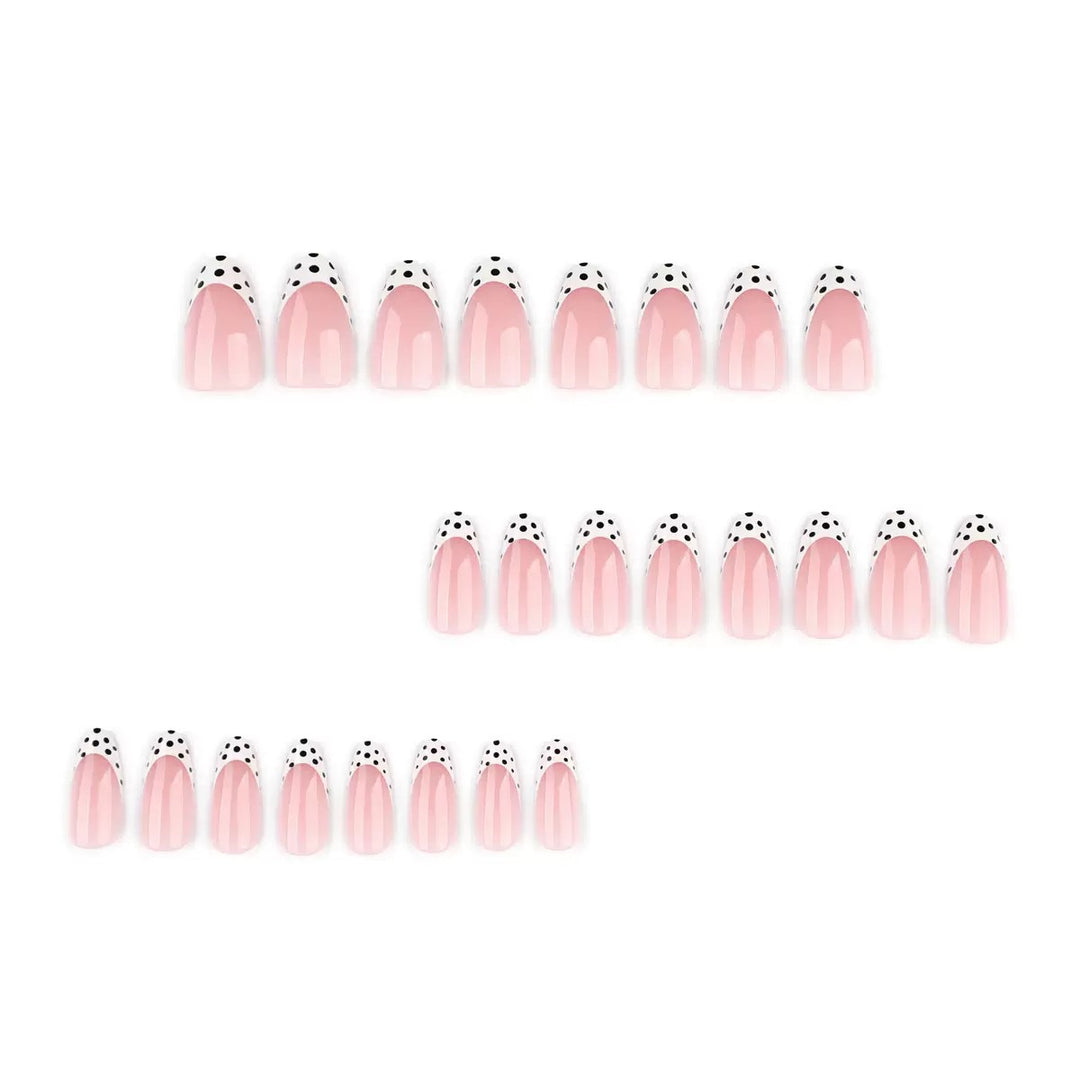 Acrylic Nail Set with Elegant French Design and Creative Dot Accents Stornfield